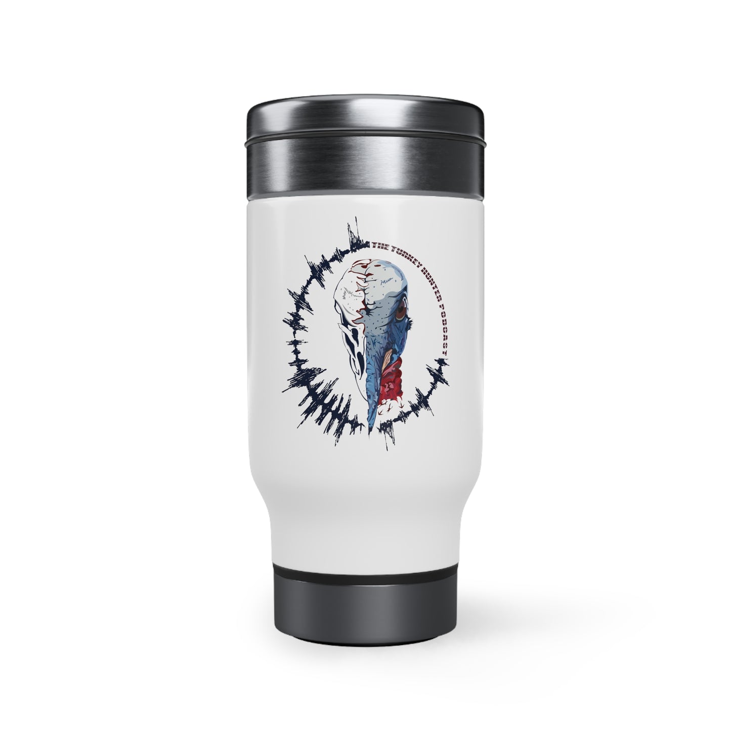 Turkey Hunter Podcast Stainless Steel Travel Mug with Handle, 14oz